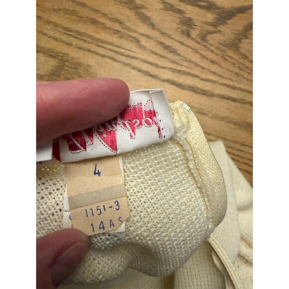 Vintage Kay Windsor Dress Womens 4 Ivory Peplum Maxi Lace Overlay Formal - Picture 8 of 9